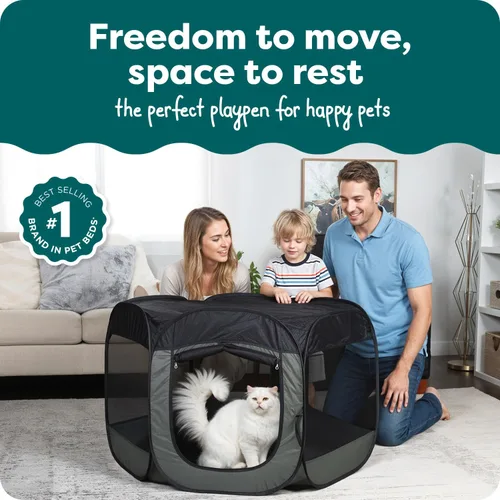 Miniatura 2 de Furhaven Corral Portátil para Perros Carpa para Gatos, Parque de Juegos para Mascotas, Perrera Plegable Interior Exterior Jaula con Cremallera
