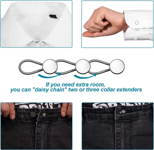 Miniatura 3 de WILLBOND 24 extensores de cuello para camisas de hombre, botón elástico para alivio del cuello, extensor ajustado para camisas de vestir, pantalones