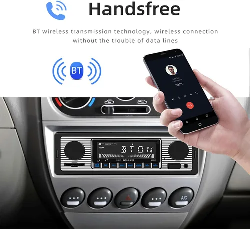 Miniatura 3 de Radio Clásica Single Din para Automóvil con Bluetooth, Receptor de Radio FM Estéreo para Automóvil, Llamadas Manos Libres, Control de Voz