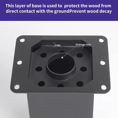 Miniatura 4 de Base de poste de 4 x 4, 4 juegos de anclaje para postes, (tamaño interior de 3.6 x 3.6 pulgadas), soporte de base de poste de metal negro