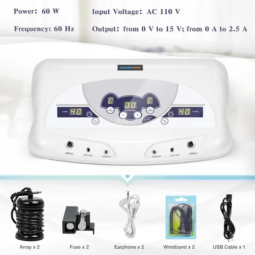 Miniatura 9 de veicomtech Máquina de desintoxicación de baño de pies iónico, máquina de desintoxicación de pies para 2 usuarios, spa iónico de pies para el hogar