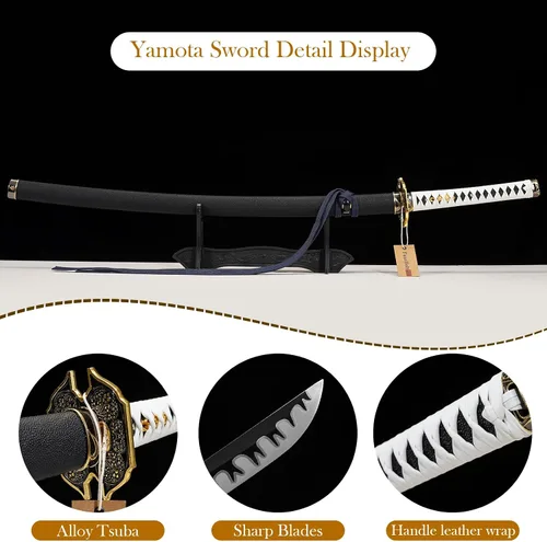 Miniatura 2 de Yamato - Espada Katana de acero al carbono 1095 de 41 pulgadas, espada samurái de espiga completa, juego de armas, colección de accesorios de regalo