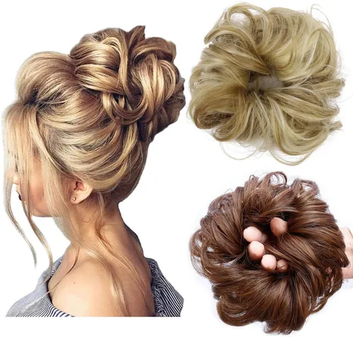 Miniatura 24 de Cabello sintético despeinado, grueso, extensiones para coleta, cabello recogido