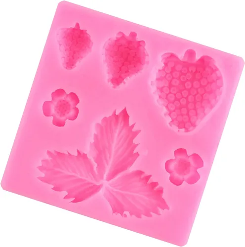 Miniatura 3 de ZiXiang Molde de silicona de fresa, hojas de fresa, moldes de fondant para decoración de pasteles de frutas, decoración de cupcakes, arcilla Estilo a