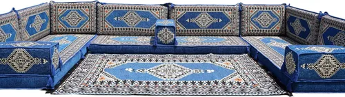 Miniatura 60 de arabicsofa Cojines de piso árabe en forma de U – Sofá tradicional Majlis con sofá otomano
