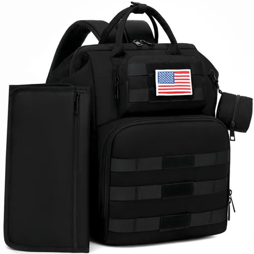 Miniatura 14 de ROSEGIN Mochila para pañales con cambiador, funda para chupete, bolsa de bebé para niños y niñas pequeños - grande, elegante, bolsa de pañales