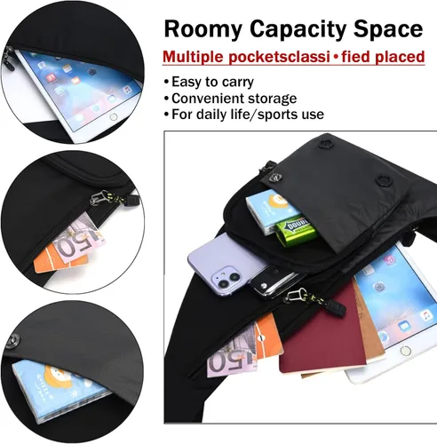 Miniatura 4 de Tealots Bolso bandolera delgado con bolsillo personal, bolso de hombro casual, mochila ligera, bolsa de pecho para viajes, senderismo