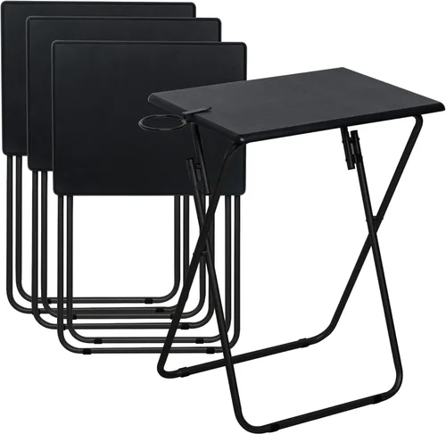 Miniatura 8 de LOFTEY Mesa con bandeja de TV, mesa plegable para TV, mesas de TV portátiles para sala de estar, mesa auxiliar plegable resistente para comer