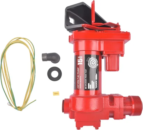 Miniatura 8 de Bomba de transferencia de combustible roja resistente de 115 V 15 GPM AC con protección térmica de sobrecarga para aceite, combustible, gasolina