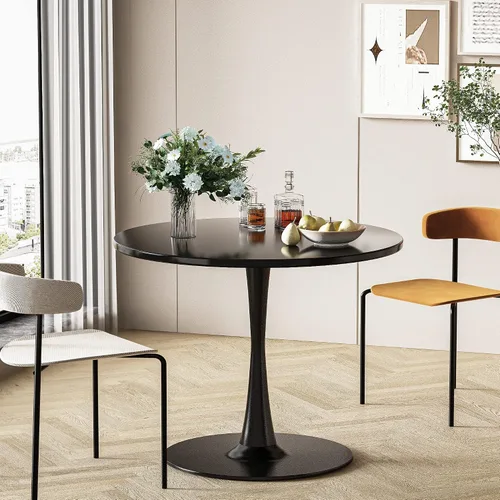 Miniatura 8 de Recaceik Mesa de comedor redonda moderna, mesa de tulipanes de 31.5 pulgadas con tablero de MDF y base de pedestal de metal para comedor, sala