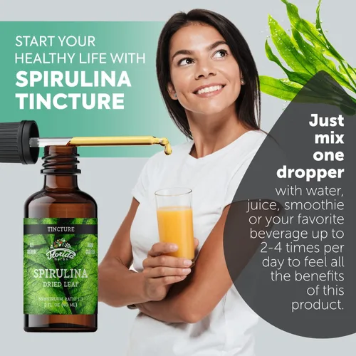 Miniatura 4 de Tintura de espirulina, extracto orgánico de espirulina (Arthrospira Platensis) Suplemento herbal, sin OMG en glicerina vegetal orgánica prensada