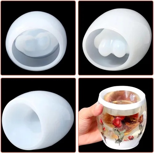 Miniatura 7 de Zayookey Moldes de resina para taza de garra de gato, portavelas, portavelas, molde de resina epoxi, molde de silicona, taza de café, molde