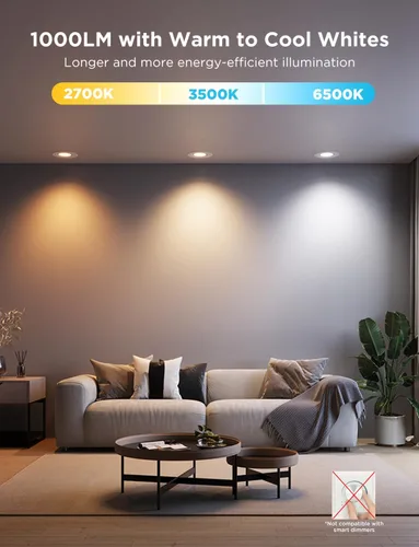 Miniatura 3 de Govee Iluminación Empotrada Inteligente Retrofit de 6 Pulgadas, Luces Empotradas Retrofit RGBWW de Conexión Directa Wi-Fi Bluetooth, 65 Modos