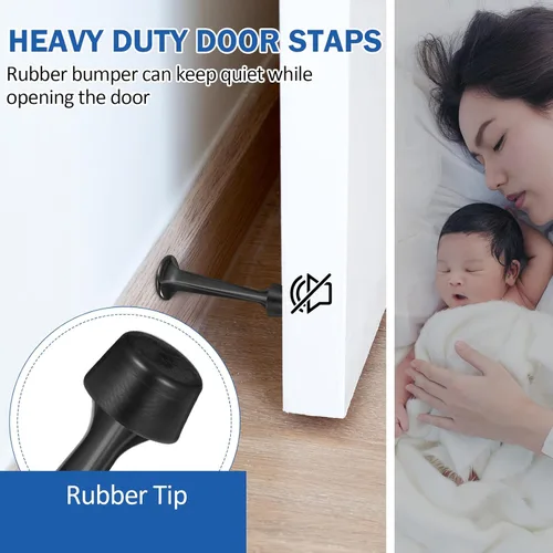 Miniatura 5 de Chumia Paquete de 24 topes de puerta rígidos sólidos resistentes, topes de puerta de 3 pulgadas con punta de goma suave mate para proteger la parte
