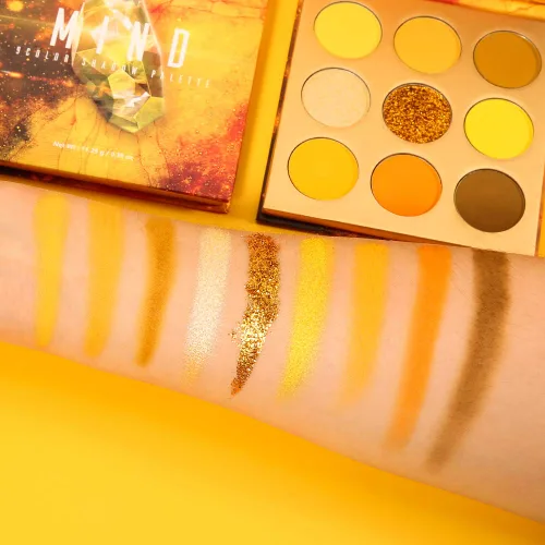 Miniatura 3 de Docolor Paleta de sombras de ojos de 9 colores, sombras de ojos amarillas, paletas de sombras de piedras preciosas, sombras altamente pigmentadas