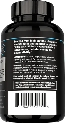 Miniatura 9 de Prime Labs Shilajit Cápsulas para hombres – 500 mg de Shilajit del Himalaya (20% ácido fúlvico) – Energía, vitalidad, soporte de testosterona