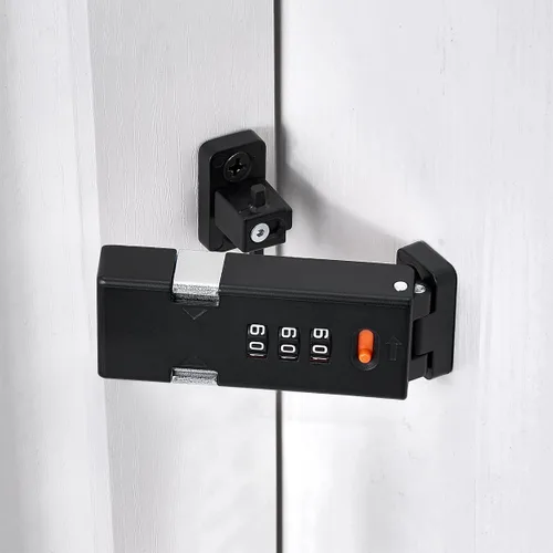 Miniatura 5 de INIRET Cerradura de gabinete, pestillos de puerta de granero, cerraduras de seguridad de combinación de 3 dígitos, cerradura de seguridad