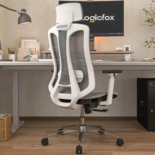 Miniatura 2 de Logicfox Silla de oficina ergonómica, silla de escritorio de malla con respaldo alto, soporte lumbar ajustable y reposabrazos 3D, silla giratoria