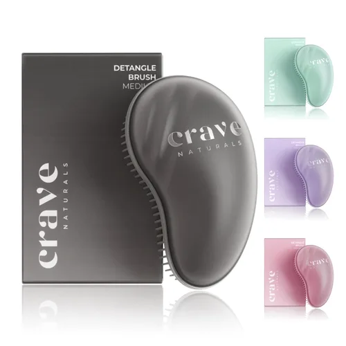 Miniatura 14 de Crave Naturals Cepillo para desenredar el cabello grande negro – Cepillo deslizante para desenredar el cabello para mujeres, niños y bebés – Cuidado