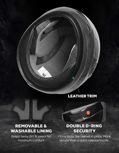Miniatura 6 de XFMT DOT Casco de Motocicleta de Cara Completa Abatible para Calle Dirt Bike ATV Todoterreno con Visera Transparente para Hombres y Mujeres Adultos