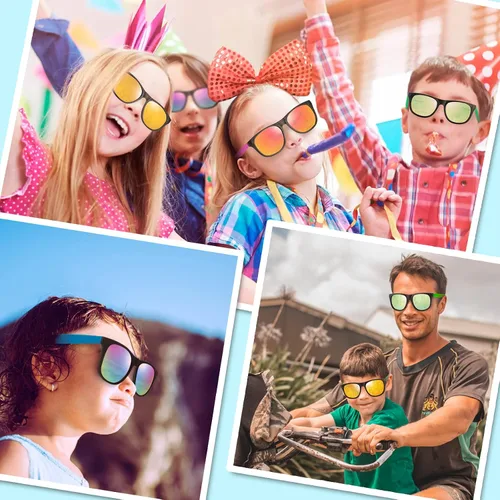 Miniatura 7 de Paquete de 36 lentes de sol de neón de 12 colores para niños, recuerdos de fiesta a granel para niños, adultos, niñas, estilo retro de los años 80