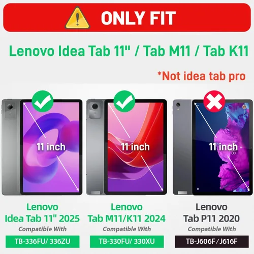 Miniatura 8 de HXCASEAC Funda para Lenovo Idea Tab 11, Tab M11/K11 (TB336FU/TB330FU), diseño a prueba de golpes, protector de pantalla, soporte integrado, soporte