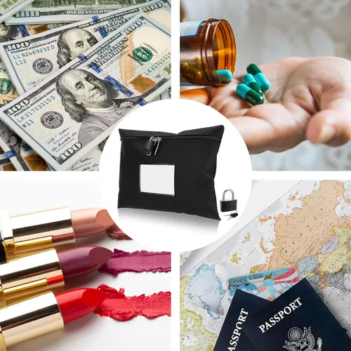 Miniatura 6 de Bolsa de dinero con cerradura y 2 llaves, bolsa de dinero para efectivo con cerradura de 11.4 x 8.3 pulgadas, bolsa de depósito bancario de dinero