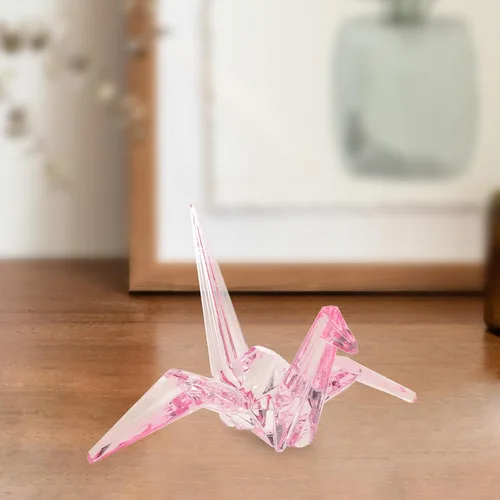 Miniatura 3 de SEWACC Figura acrílica de grúa de origami de papel transparente, decoración de pájaros, regalo de cumpleaños, adorno de escritorio, 5.82 x 4.80 x