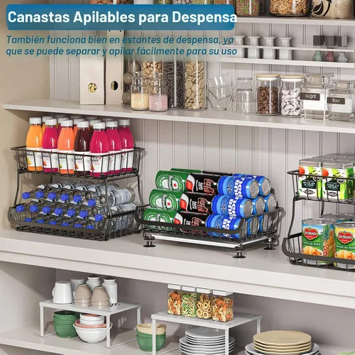 Miniatura 3 de OKZEST Organizador de piso de despensa rodante de 3 niveles y carrito de almacenamiento con ruedas, cestas apilables de despensa de alambre
