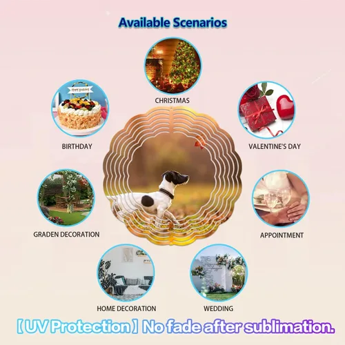 Miniatura 5 de Paquete de 6 hilanderos de viento de sublimación 3D de aluminio de 10 pulgadas de doble cara para sublimación de jardín, hilanderos de viento