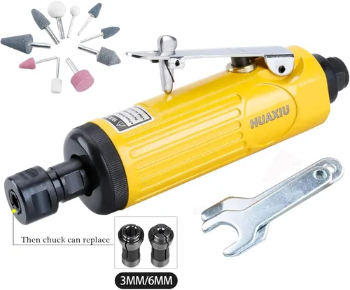 Miniatura 2 de Amoladora neumática con pinzas de 1/4 pulgadas (0.236 in) y 1/8 pulgadas (0.118 in), kit de amoladora neumática, 22000 RPM