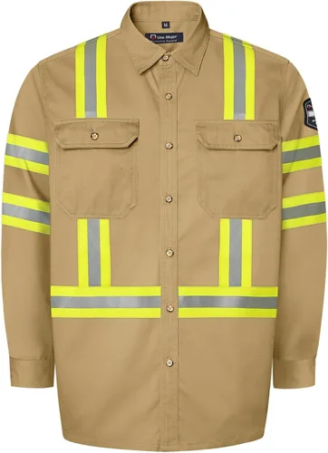 Miniatura 11 de FR Shirts - Camisa de soldadura resistente a las llamas de 7.5 onzas, ropa ignífuga 100% C FR para hombres, chaqueta ignífuga para hombres para Gris