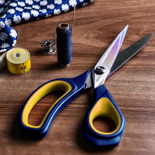 Miniatura 6 de LIVINGO - Tijeras de tela premium de 8.5 pulgadas, revestimiento de titanio resistente de alta calidad, de acero inoxidable forjado, tijeras Azul