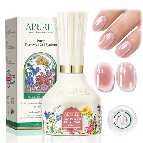 Miniatura 18 de APUREE Esmalte de uñas de gel fortalecedor: ámbar traslúcido Certificado USDA de base biológica Calidad de salón libre de HEMA Esmalte de gel