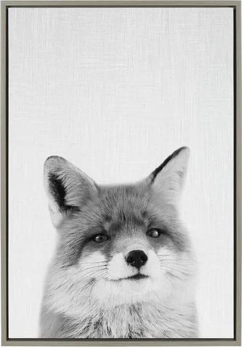 Kate and Laurel Lienzo enmarcado de Sylvie Fox por Simon Te of Tai Prints; 23 x 33 pulgadas, gris; impresión decorativa de animales para pared