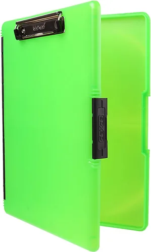 Miniatura 17 de Dexas Slimcase 2 - Portapapeles de plástico con almacenamiento y apertura lateral, color verde espuma con clip dorado, suministros de oficina