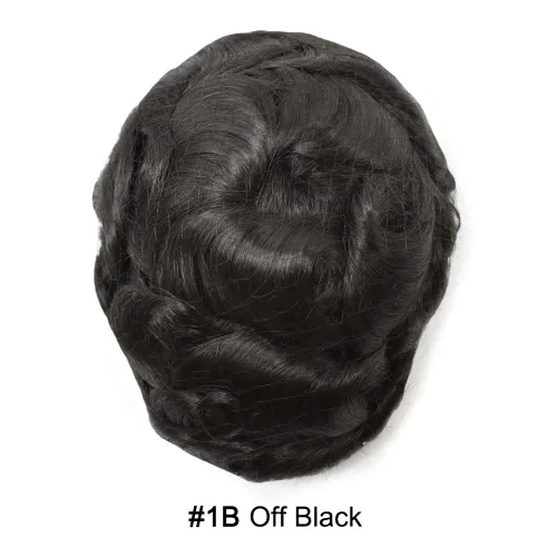 Miniatura 2 de Peluca de cabello humano para hombre, tupé de cabello humano suave para hombre, centro de encaje suizo suave, tupé adjunto con poliuretano alrededor