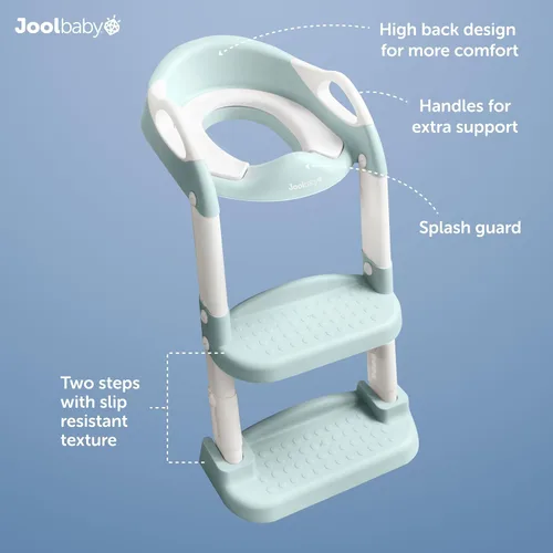 Miniatura 5 de Jool Baby Asiento de Entrenamiento para Ir al Baño con Escalera de 2 Escalones para Niños Pequeños - Protector contra Salpicaduras, Altura Ajustable