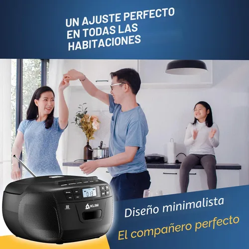 Miniatura 7 de KLIM Reproductor de CD y Reproductor de Cinta de Casete con Estuche, Boombox Bluetooth, Radio AM/FM, Sonido Estéreo, Control Remoto, Combo de CD