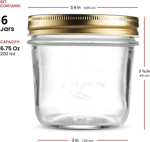 Miniatura 2 de Bormioli Rocco Quattro Stagioni - Tarro de vidrio para conservar y servir de 6.75 onzas (juego de 6) – Recipiente de almacenamiento y servicio