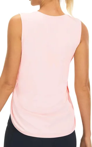 Miniatura 2 de Camisetas sin mangas de entrenamiento de seda de hielo para mujer, de secado fresco, sin mangas, holgadas, camisetas de yoga largas atléticas