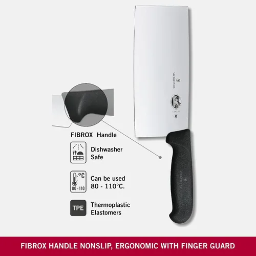Miniatura 4 de Victorinox Cuchillo de chef clásico chino de 7" Cuchillo de carnicero de acero inoxidable Mango Fibrox Hecho en Suiza