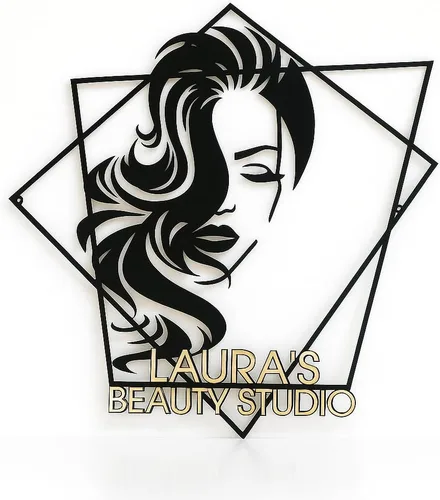 Letrero de estudio de belleza personalizado, nombre personalizado, arte de cara de mujer, nombre de estilista, decoración de pared de metal, tienda