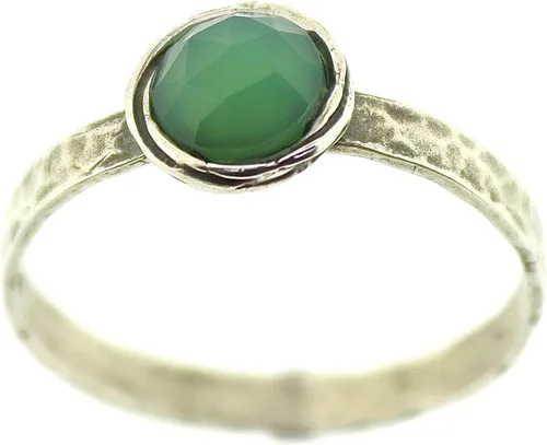 Anillo de plata de ley con piedras preciosas para mujer, anillo apilable de piedra martillada, anillo de piedra natal