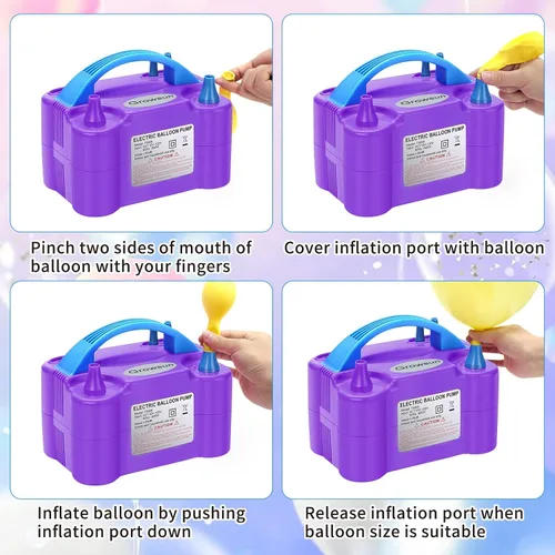 Miniatura 4 de Growsun Bomba Eléctrica de Globos Inflador de Aire Portátil Automático de Doble Boquilla Soplador de Globos 110V 600W para Cumpleaños Baby Shower