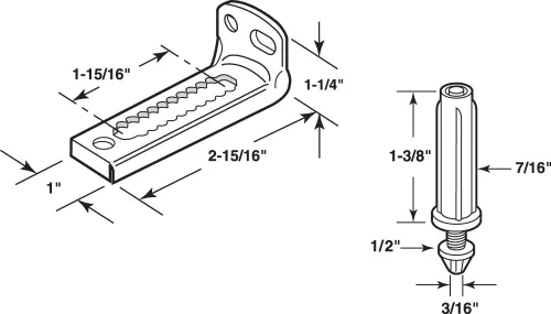 Miniatura 2 de PRIME-LINE Kit de soporte y pivote inferior de puerta biplegable (paquete de 2, blanco, acero aleado, ajustable, estilo moderno)