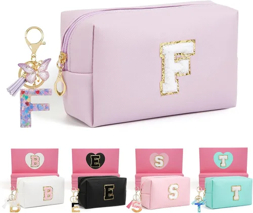 Miniatura 19 de AIBFRID 2 piezas de bolsas de maquillaje iniciales para mujeres, regalos de cumpleaños para niñas de 4 5 6 7 8 9 10 11 12 años, bolsas de cosméticos
