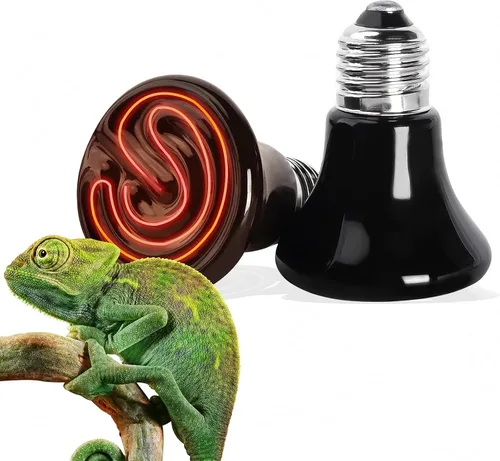 Mini bombilla de calor para reptiles de 50 W, base E26, emisor de calor de cerámica infrarroja no emisora de luz para terrarios, tortugas, lagartos,