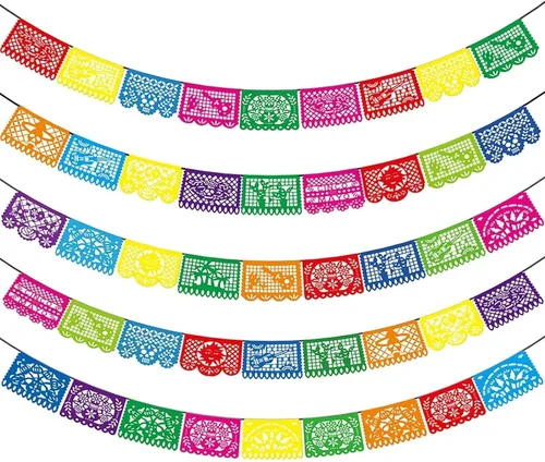Asoulin 5 pancartas de fiesta mexicana, decoración de fiesta del Cinco de Mayo, decoración de fiesta temática mexicana, pancarta de 5 de mayo, papel