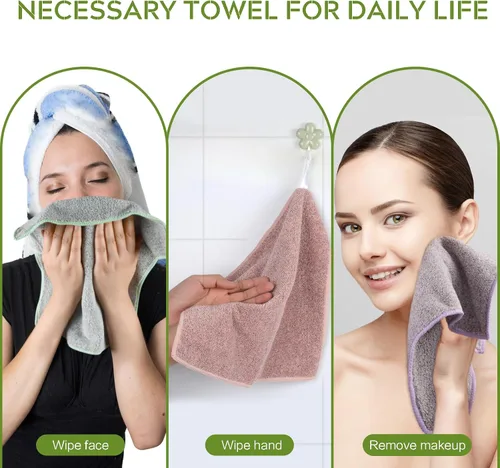 Miniatura 8 de SINLAND Toallas Faciales de Microfibra Ultra Suaves Paños de Lavado Faciales Paño Facial para Baño 12 Pulgadas x 12 Pulgadas Paquete de 6